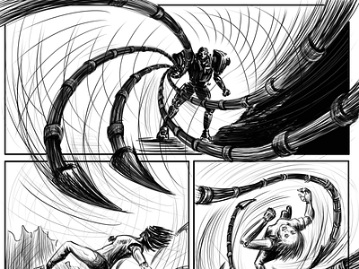 Fight with Grewishka comics comicstyle cyberpunk cyborg dystopia fighting graphics motion