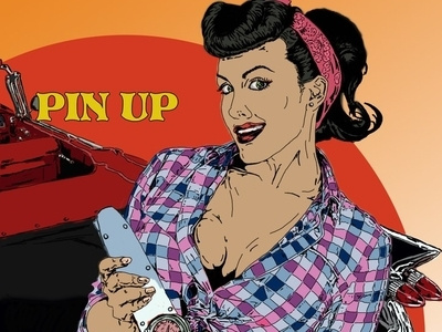 Pin Up Girl car design illustration pin up pin up girl red