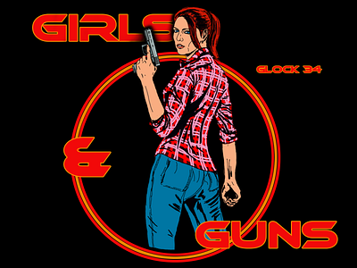 Girls & Guns Glock34 design illustration logo