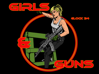 Girls & Guns Ak105 design illustration logo