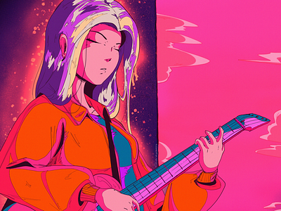 Vibe clipstudiopaint digitalart drawing guitar illustration retro vaporwave