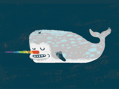 Unicorn of the Sea creature narwhal quirky rainbow