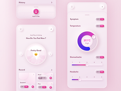 Menstrual recording products for women air condition app application desgin ios app design mobile ui uidesign woman