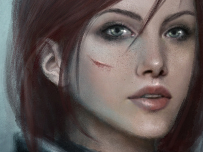 Femshep Mass Effect art character digital female game illustration shepard