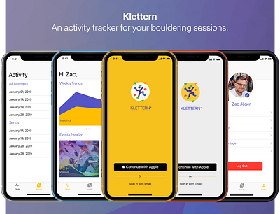 Klettern - An activity tracker for bouldering app bouldering design rock climbing ui university ux