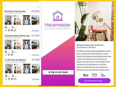 Hausmeister - Wohnungssuche App apartment german real estate tenant ui ux
