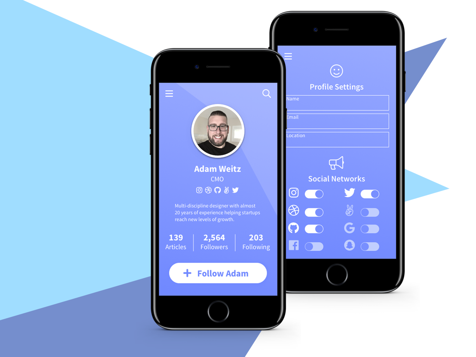 Profile / Settings Mobile UI by Adam Weitz on Dribbble