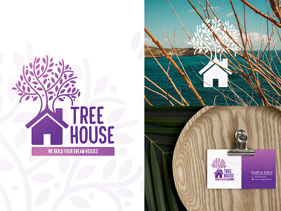 Tree House - We Build Your Dream Houses brand identity design branding business card design gradient house logo logo pattern tree house tree logo