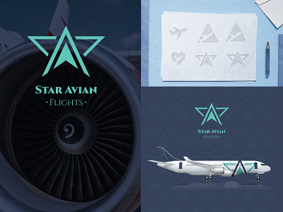 Star Avian Flights Logo and Branding avianlogo branding design flightlogo graphic design logo plane vector