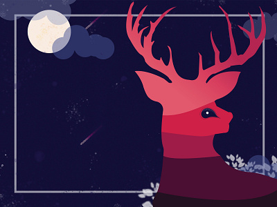 Deer in Night Illustration design illustration