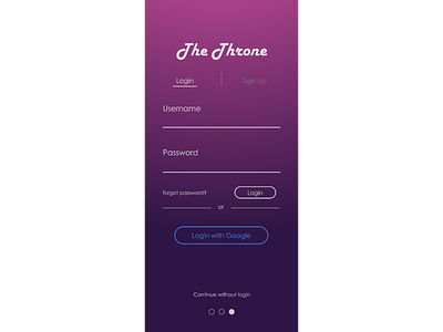 Login Concept for Throne Application login studio