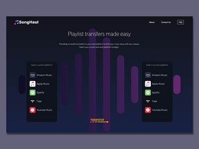 SongHaul Landing Concept concept landing music playlist song transfer webdesign webpage