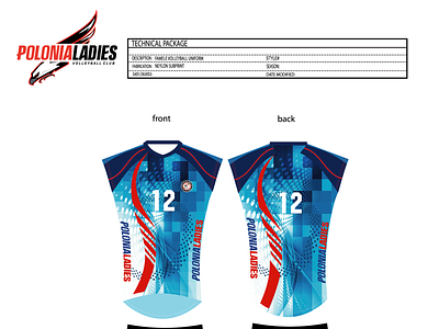 Polonia Ladies volleyball uniform design illustration logo t shirt design