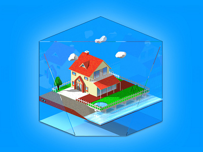 House cartoon house cinema4d isometric illustration