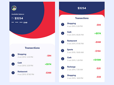 Transaction ui appui details history payments transaction transition uiux