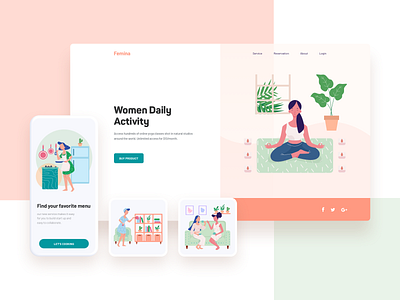 Femina Illustration Pack Vol. 1 branding design header illustration icon icon pack icon set iconset illustration illustration kit vector website design