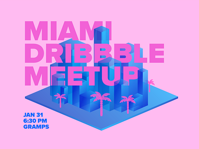 Miami Dribbble Meetup January 2019 city meetup miami miami vice nightlife nightlight palm palm trees skyline trees