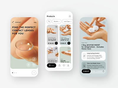 Shop online app accessibility app contact lenses figma health interface interface design ios isometry medical medicine mobile mobile app mobileappdesign shop shop online ui ux ux ui design