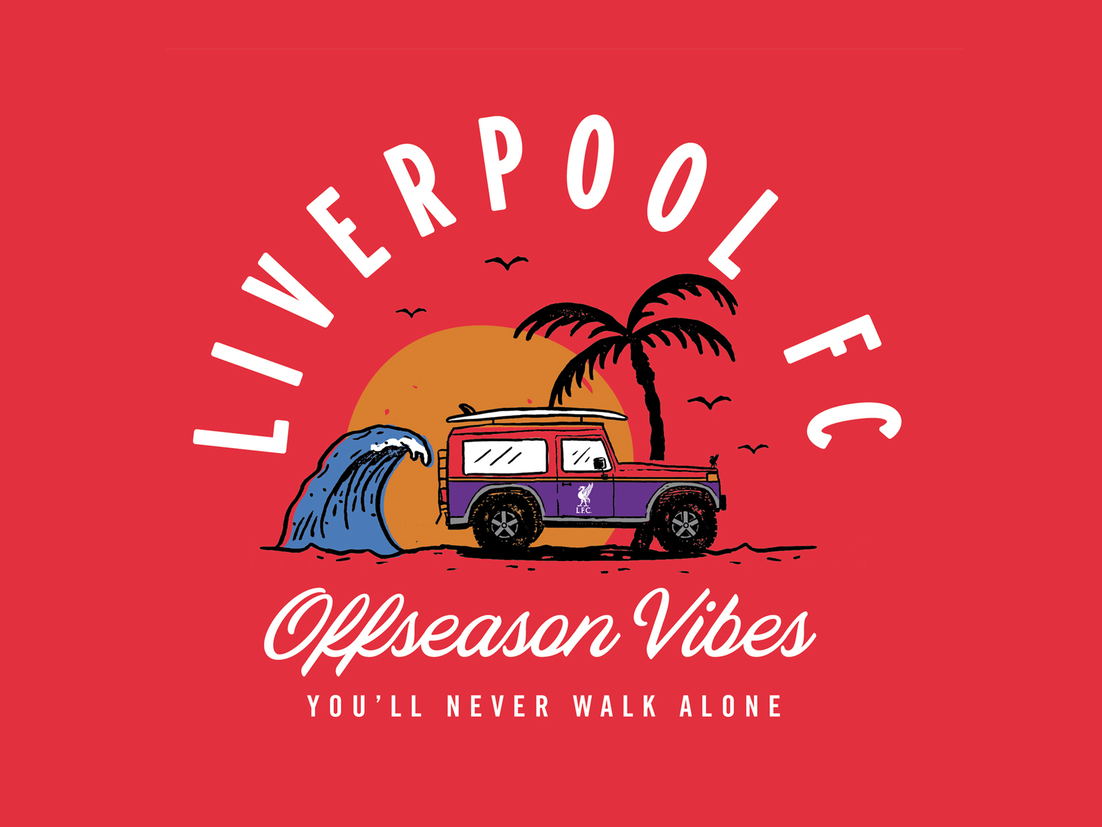 LFC - Offseason Vibes car hand drawn handmade illustration jeep lfc liverpool football club palm tree summer wave