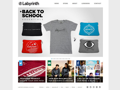 New Labyrinth Homepage clothing labyrinth layout online store store tees ui ux web website