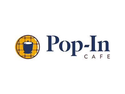 Pop-in Cafe branding cafe coffee logo stencil typography waffles