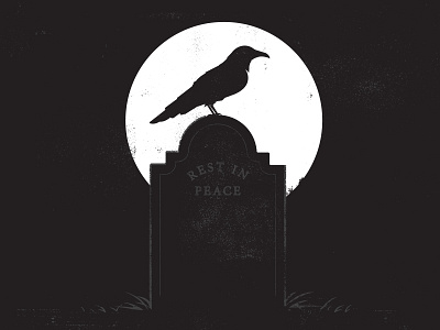 Rest In Peace bird grave graveyard halloween illustration moon raven silhouette texture