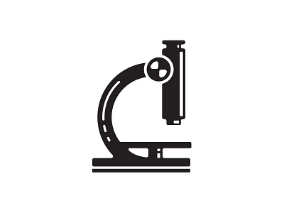 Microscope black and white icon illustration mark microscope negative space one color