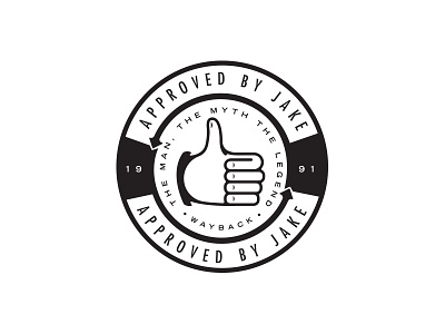Approved By Jake branding burger food hand icon illustration mark retro thumbs up typography vintage