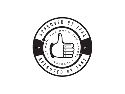 Approved By Jake branding burger food hand icon illustration mark retro thumbs up typography vintage