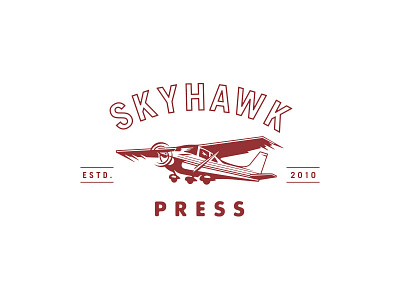 Skyhawk Press airplane brand cessna identity logo press printshop skyhawk vintage
