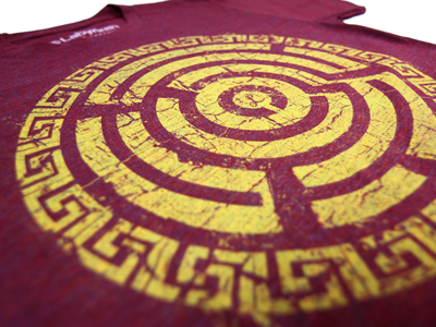 Portal: Close up afterlife ancient clothing labyrinth logo mayan maze portal print series silkscreen spring summer t shirts tees texture