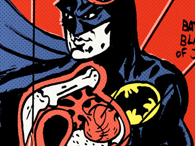 Dissecting a Bat batman blog cartoon comic cross section editorial illustration japanese kaiju retro
