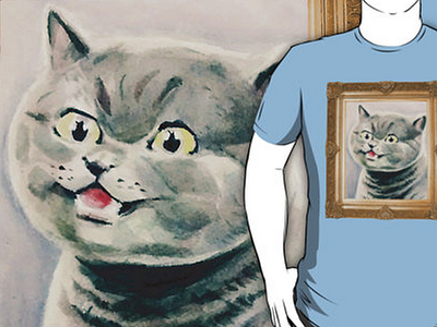 u can has cheezcat? cat cheezburger illustration lolcat meme tshirt watercolor