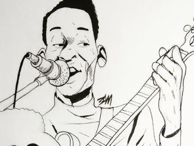 Leon Bridges (ink drawing) drawing guitar illustration ink leon bridges music singer sketchbook
