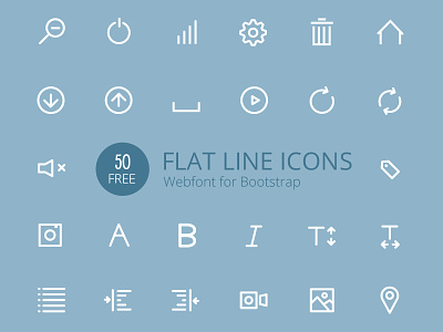 Flat Line Icons Webfont Freebie
