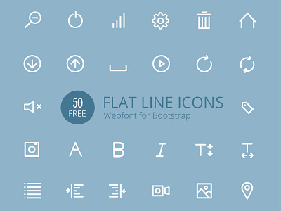 Flat Line Icons Webfont Freebie
