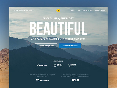 BucketListly Landing Page 4 app blue bucket list landing page travel typography web design website