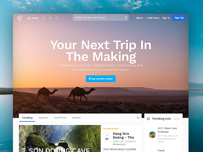 Traveling App Landing Page home page landing page photo travel ui