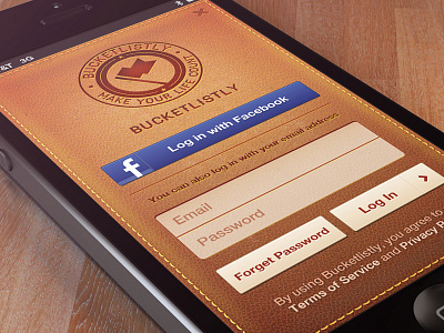 Bucketlistly Login Page