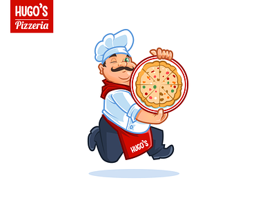 Hugo's Pizzeria Mascot cartoon character culinary food mascot mascot design mascot logo pizza vector