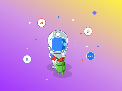 Mobile Wondernaut android astronaut character design ios mascot mobile programmer