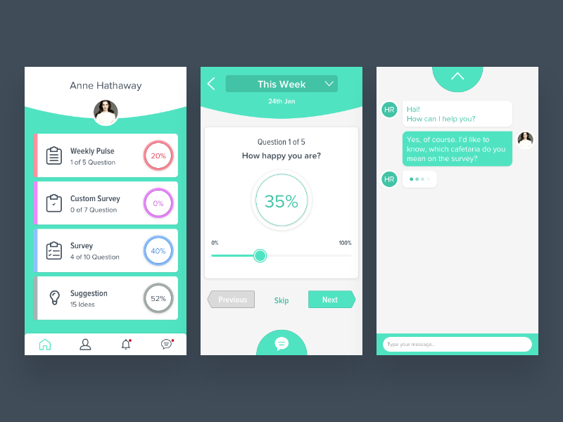Survey Employee Apps weekly mobile ios ux ui app employee survey