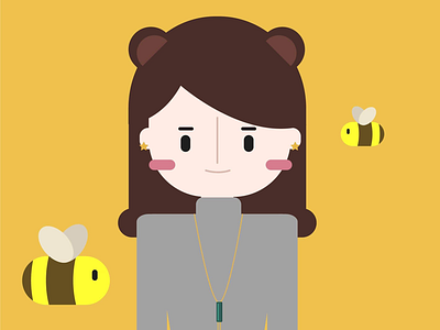 Happy birthday project: Reve bear bee birthday friend girl graphic design illustration vector art