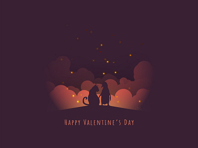 Happy Valentine's day 2019! cat graphic illustration love penguin valentines day vector art