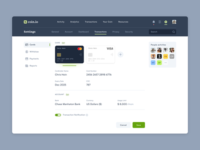 Finance App Settings Page UI Design