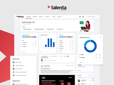 Talenta Dashboard Page admin application chart clean dashboard design home interface statistics ui web