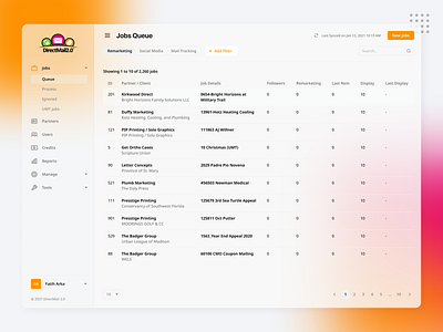 Re-design - DirectMail 2.0 Admin Dashboard