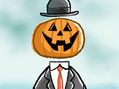 Magritte-Halloween childrens art doug jones halloween humor magritte pumpkin