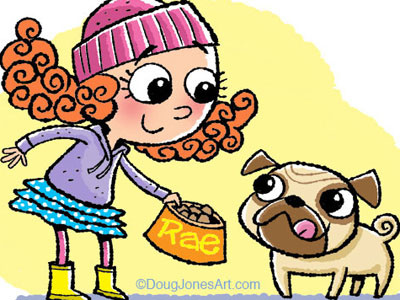 Pug childrens art dog doug jones girl humor pug