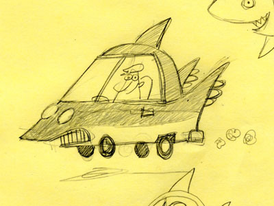 Sharkcar Sketch car humor shark sketch